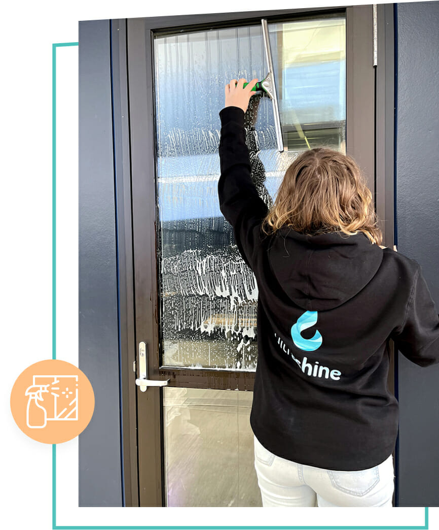 UltraShine experienced commercial cleaners cleaning windows